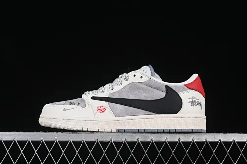All Categories Air Jordan Jordan Series Basketball Shoes Air Jordan 1 Low High-end Customized Low-top Sneakers Travis Scott x Fragment Design x Air Jordan 1 Low OG SP AJ1 Joe 1 Stusci Jointly Branded Year of the Snake Limited Edition Double Beige and Black Swooshes Low-top Cultural Casual Sneakers SJ2068-142